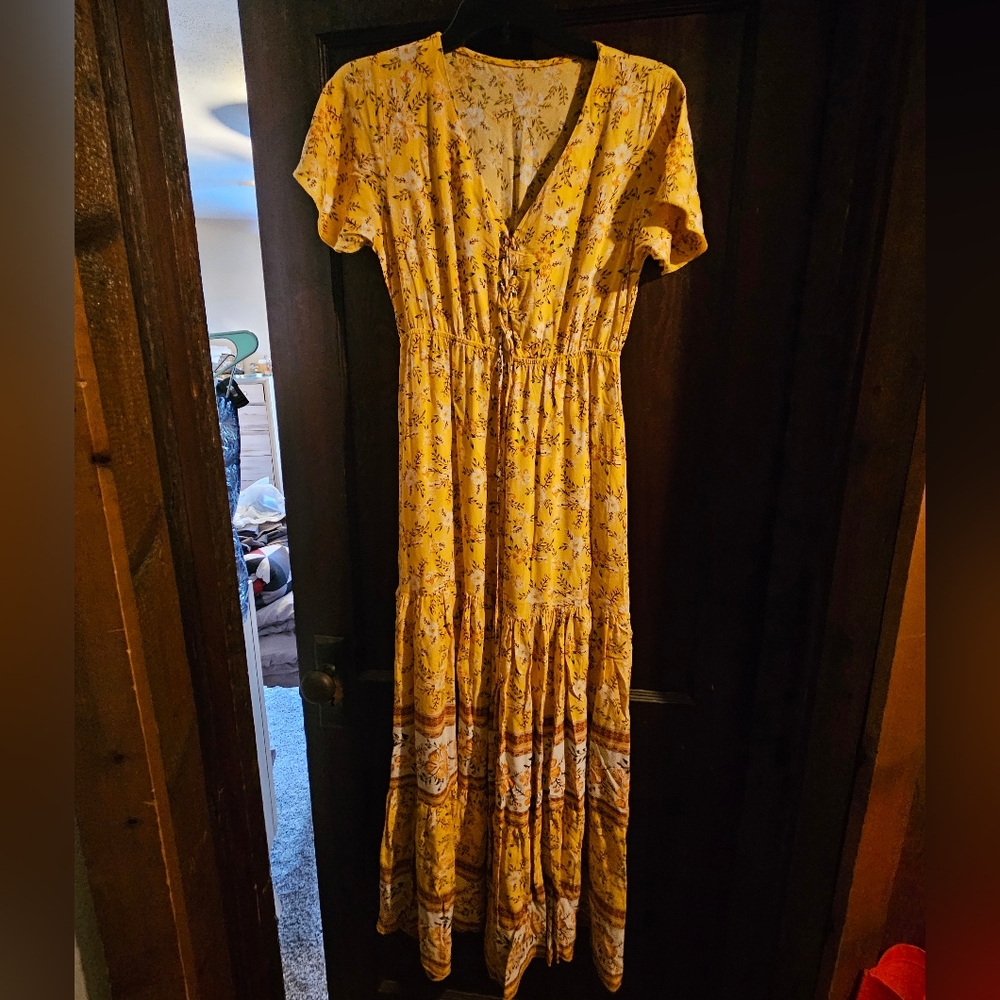 Floral Yellow Maxi Dress